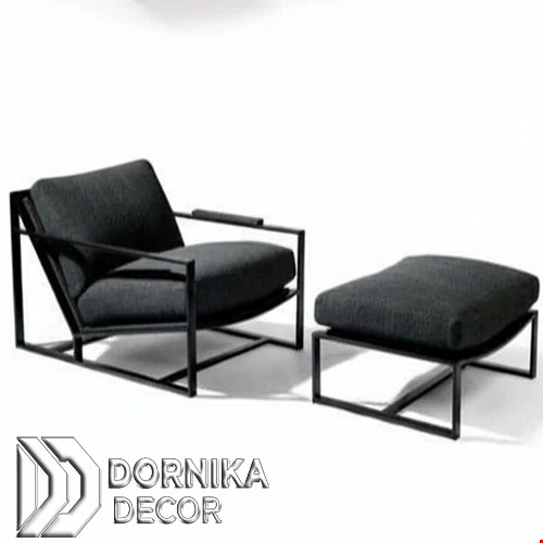 مبل فلزی مینیمال همراه با پاف فلزی